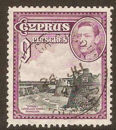 Cyprus 1938 9pi Black and purple. SG159.
